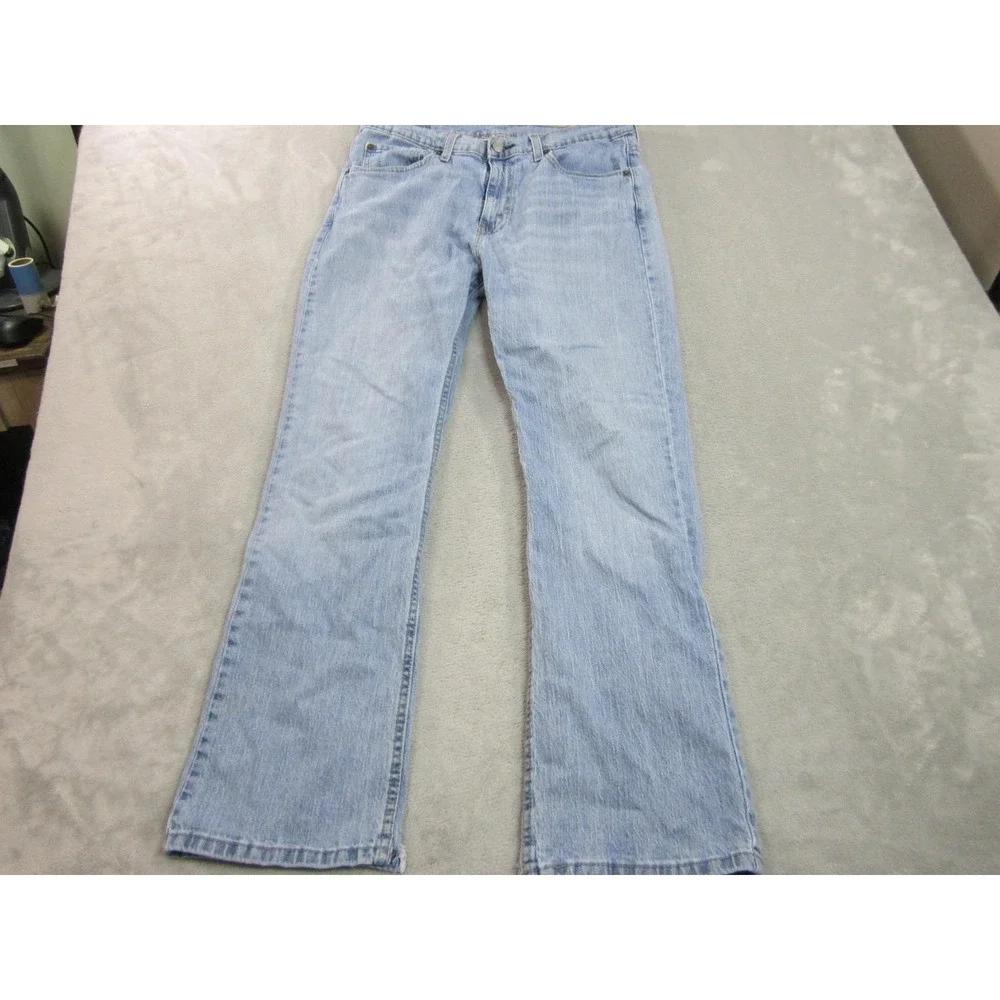 Levi's 527 Slim Bootcut Mens 32x30 Light Blue Frayed Hem Western Denim Jeans